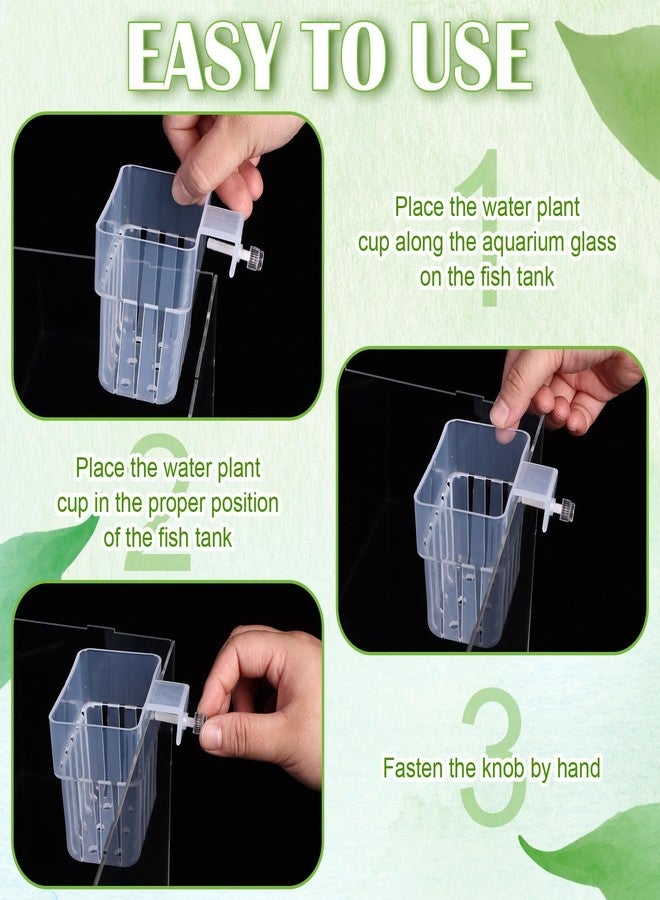 Youdaju 12 Pack Top Hanging Fish Tank Plant Pot Clear Aquarium Plant Holder with Hook Aquatic Plant Cup Holder Aquarium Aquatic P-lant Pot Water Landscape Decoration for P-lant Water Feature Decoration - Image 3